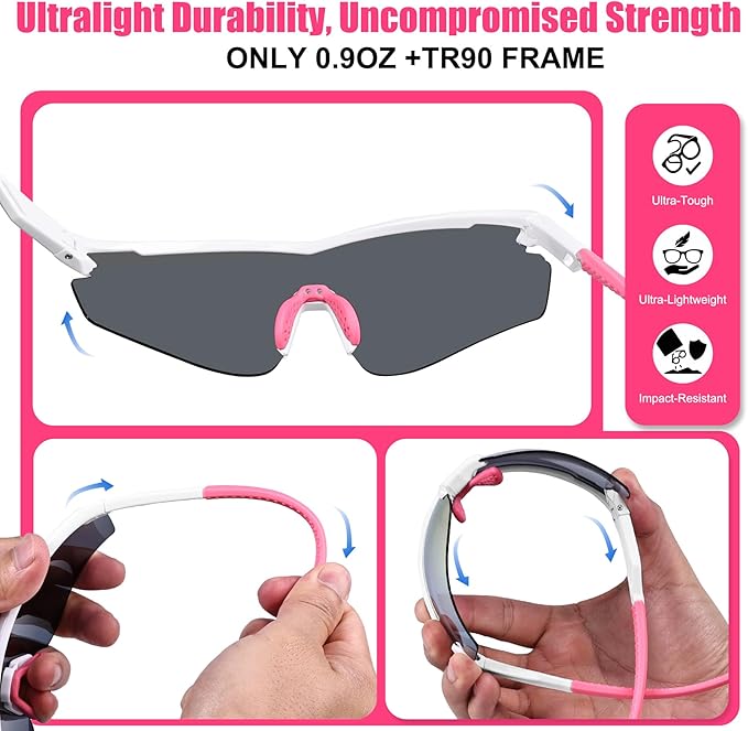 Polarized Sports Sunglasses for Men Women,Wrap Around Sun Glasses for Running Cycling Baseball Fishing Golf Hiking