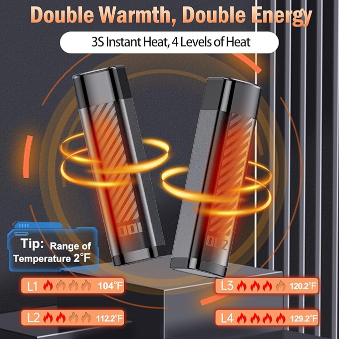 Hand Warmers Rechargeable - Magnetic Electric Hand Warmers 2 Pack with LED Display, Fast Heating Portable Heater, 4 Levels Heat Up, Long Lasting, Gifts for Men, Women, Outdoor, Golf, Camping, Fishing