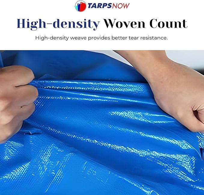 Tarps Now 80x80 ft Heavy Duty Plastic Tarp – Blue Poly Tarp, 6 MIL Waterproof Cover w/Aluminum Grommets, Reinforced Edges, Tear Resistant Polyethylene for Camping, Roofing, Construction, Outdoor Use