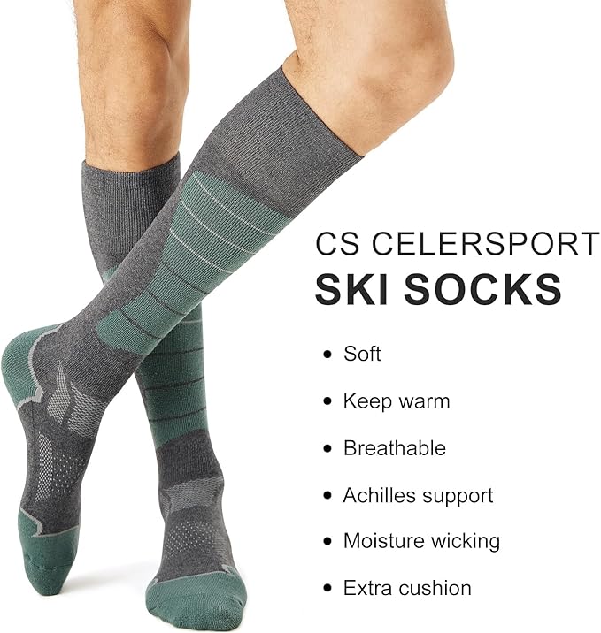 CS CELERSPORT 2/3/4 Pack Ski Socks for Men and Women Skiing, Snowboarding, Winter Performance Socks