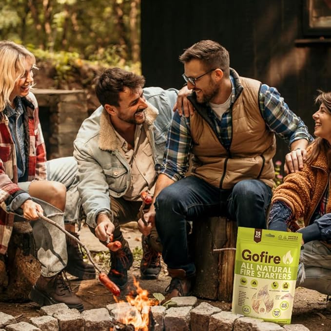 Eco-Friendly Hardwood & Wax Fire Starter | 6-8 Min Burn Time | Quick, Safe Ignition for BBQs, Smokers, Firepits, Woodstoves, Fireplaces & Campfires | FSC Certified | Portable & Mess-Free (60)