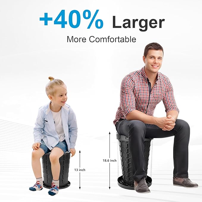imodomio Retractable Portable Toilet Camping Toilet - Adjustable Height Camp Toilet Portable Potty for Camping, Car, Travel, Boat, Beach, Tent and Emergency Use