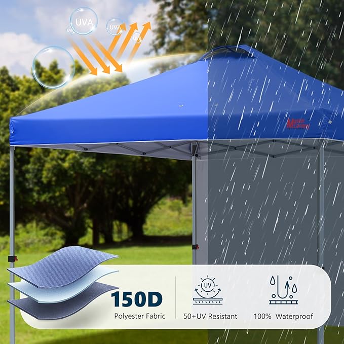 MASTERCANOPY Durable Pop-up Canopy Tent with 1 Sidewall (8'x8',Blue)