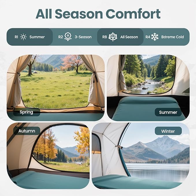 Camping Sleeping Pad with Electric Pump, 3.15" Ultra-Thick Self Inflating Memory Foam Camping Mattress Pad with Pillow, 4-Season Portable Camp Sleeping Mat for Travel,Car,Tent,Home-Green