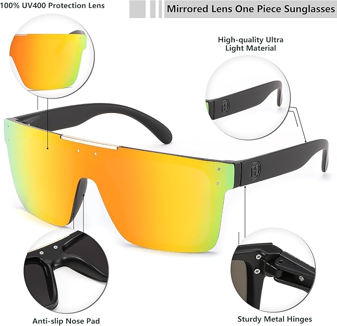 FEISEDY Men Sunglasses Polarized Oversized Square Flat Top Cycling Running Fishing Golf Hiking Sports B2990