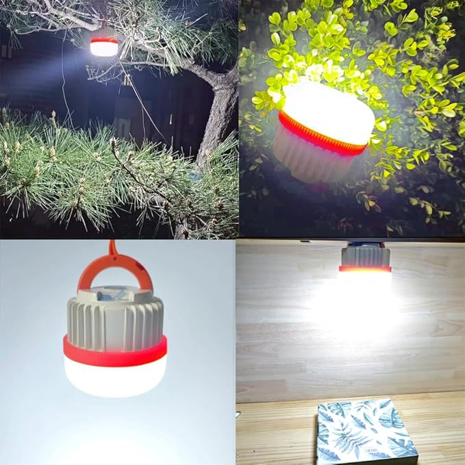 Rechargeable Camping Tent Lantern Collapsible Light Portable Hanging Magnetic Magnet High Brightness with Led USB Retractable Waterproof Power Outage Outdoor Hurricane Emergency Lamp 1 Pack