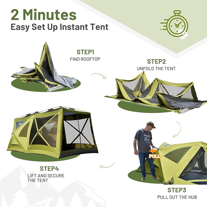 TIMBER RIDGE 4/6/8 Person Instant Pop Up Cabin Tent, Easy 60 Second Setup, Weather Resistant Camping Family Hub Tent with Rain Fly and Carry Bag for Outdoor Camping