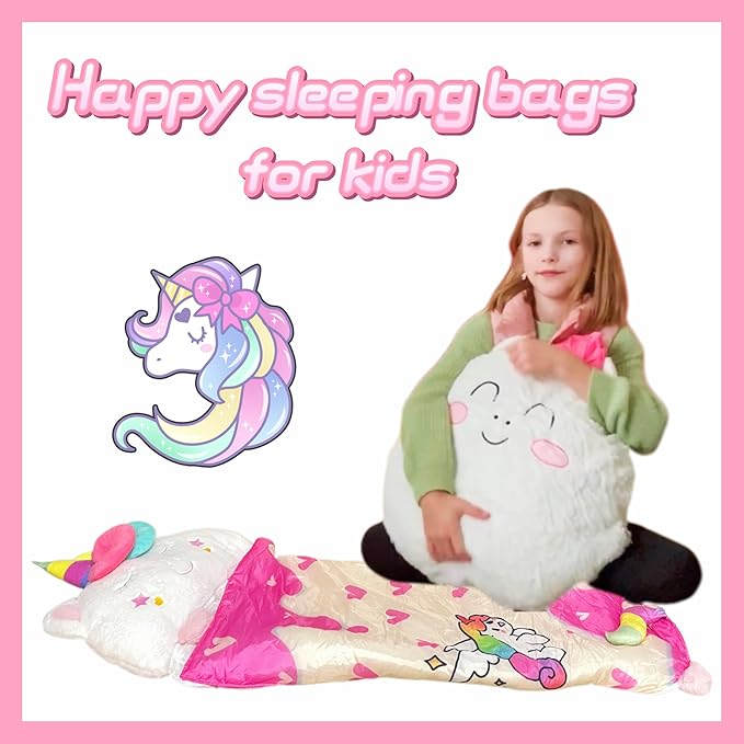 Sleeping Bag for Kids, Preschool Nap Mat, Toddler Sleeping Bag with Pillow for Daycare, Ages 3+, Large Size