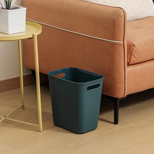 UUJOLY Plastic Small Trash Can Wastebasket, Garbage Container Basket for Bathrooms, Laundry Room, Kitchens, Offices, Kids Rooms, Dorms, 3.5 Gallon, Bluish Green, 2 Pack