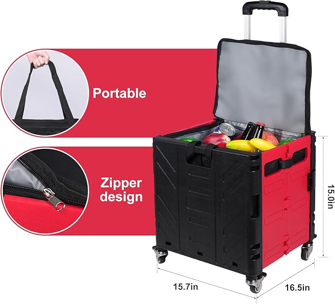 Cooler Bag Wheeled,Large Insulated Rolling Cooler Collapsible Leakproof Portable Hard Framed Ice Packs for Camping Picnic Beach Travel
