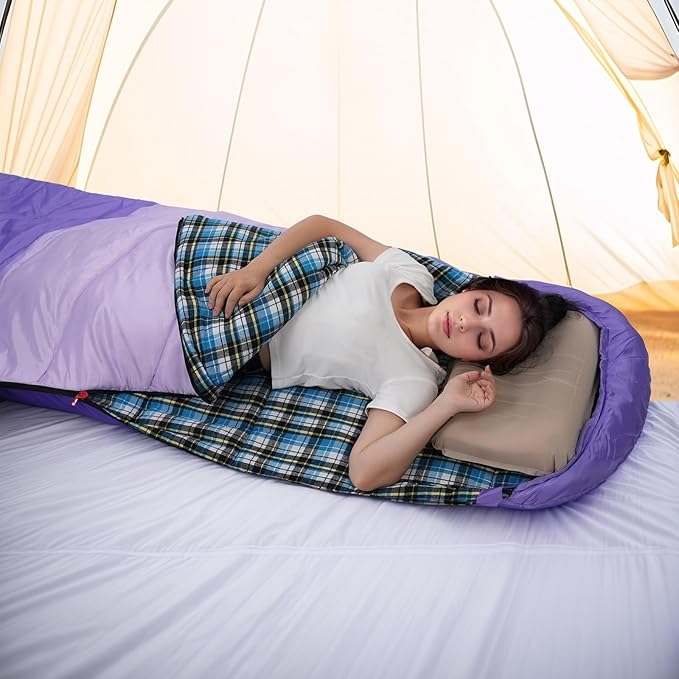 Cotton Flannel Liner Sleeping Bag for Adults Teens Kids, Cold Weather & Warm, 3-4 Seasons, Lightweight Compact Camping Essentials Equipment, Hiking, Outdoor, Travel