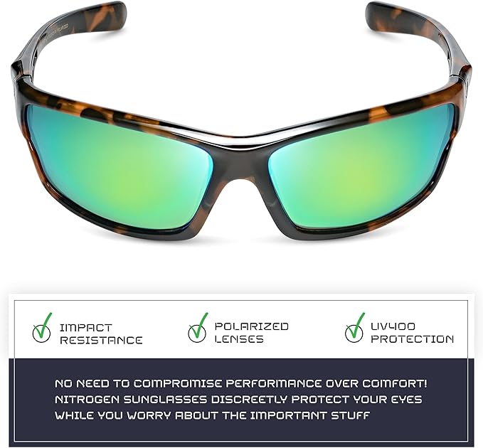 Nitrogen Polarized Wrap Around Sport Sunglasses for Men Women UV400 Driving Fishing Running Sun Glasses