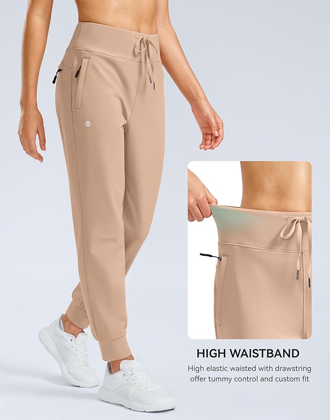 G Gradual Women's Fleece Lined Joggers Water Resistant Hiking Pants High Waisted Winter Thermal Sweatpants 3 Zipper Pockets