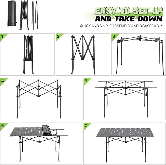 Outdoor Folding Portable Picnic Camping Table, Aluminum Roll-up Table with Easy Carrying Bag, with Mesh Storage Bag for Indoor,Outdoor,Camping, Beach,Backyard, BBQ, Party, Patio, Picnic(medium)