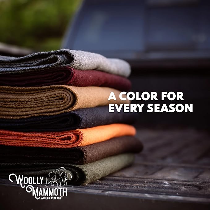 Woolly Mammoth Woolen Company Merino Wool Throw Blanket - 66 x 90 in, 4 lb, Hunter Green - Heavyweight & Breathable - Camping Essentials & Hunting Essentials