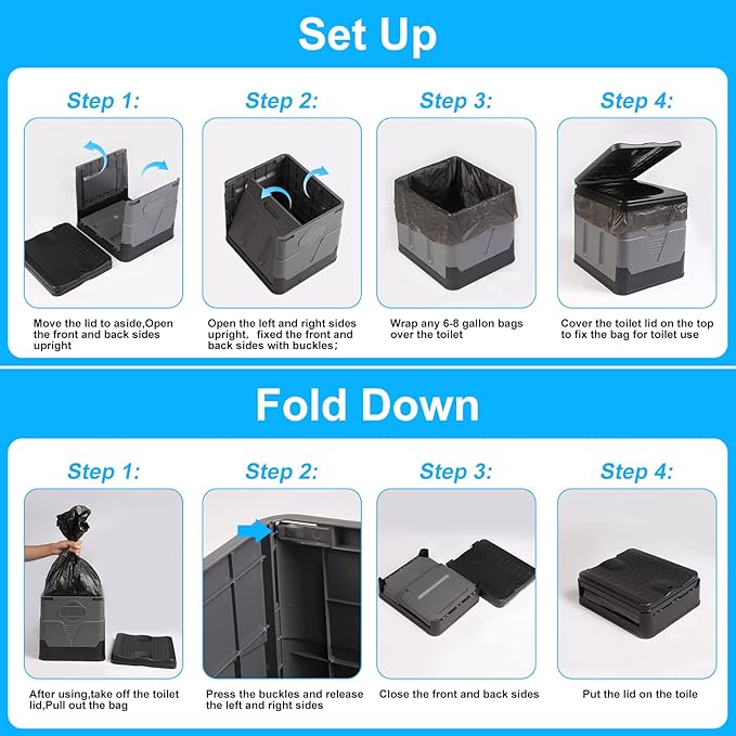 Portable Toilet Camping Toilets for Car Indoor Outdoor Commode Foldable Travel Potty for Camping,Tent,Hiking,Boating,Long Road Trips,Traffic jam,Home