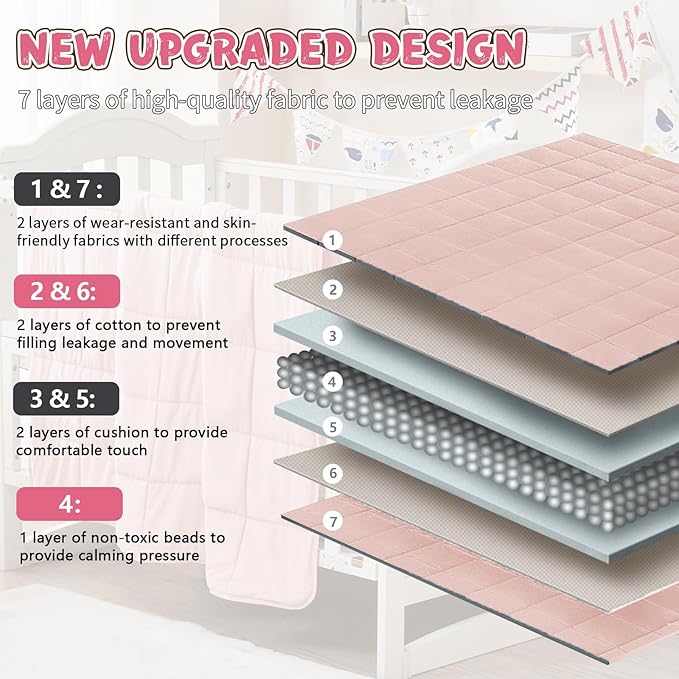 Pink Weighted Blanket Kids (7lbs, 40"x60" Throw Size) - Cooling and Breathable Heavy Blankets for 60-90lbs with Premium Glass Beads - Soft Thick Blanket for All-Season Sleeping Comfort