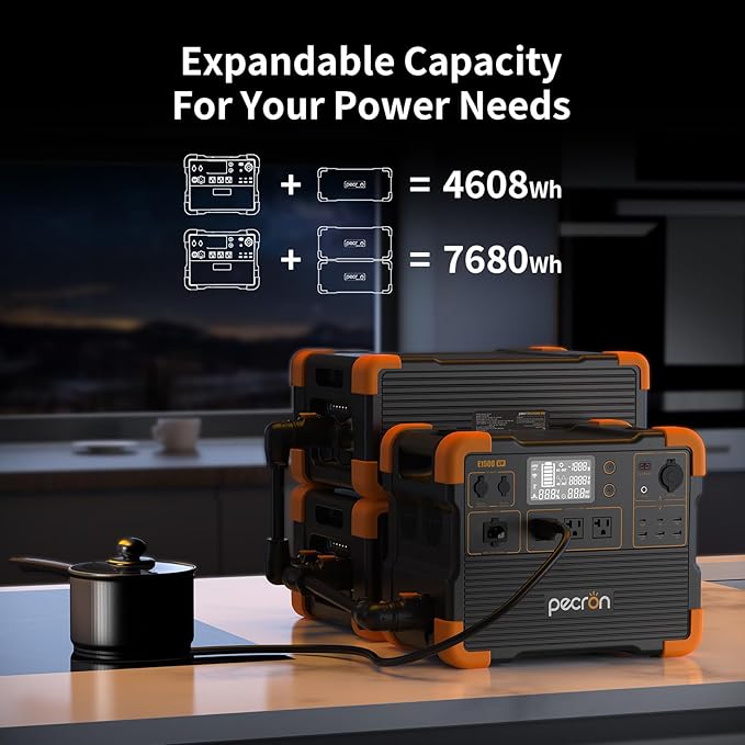 pecron E1500LFP Solar Generator with 300W Solar Panel,1536Wh/2200W Portable Power Station LiFePO4 Battery Backup for Home Use, Camping, RV