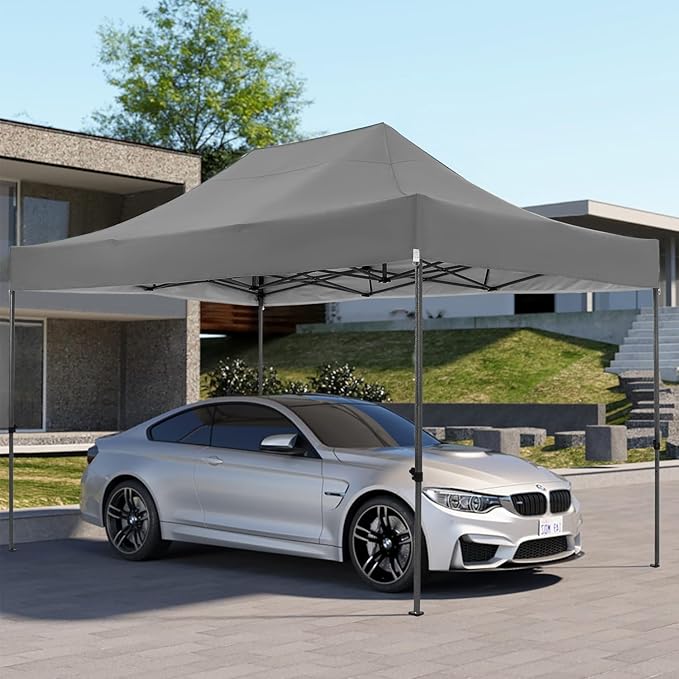 COBIZI 10x15 FT Pop up Canopy Tent,Heavy Duty Easy Up Commercial Outdoor Party Canopy Tents for Wedding Parties All Season Wind & Waterproof Gazebo with Carry Bag,Gray(Frame Thickened)