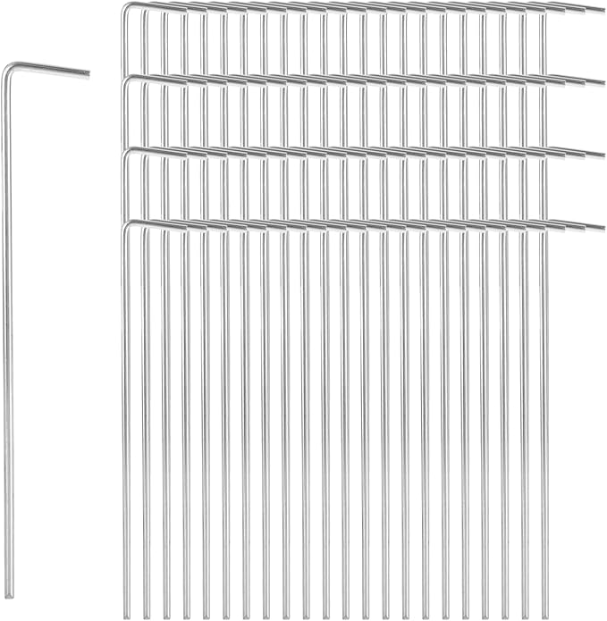 LANIAKEA 100PCS Tent Stakes Metal 8.26in Heavy Duty Ground Stake Fence Hooks Garden Edging Fence Hooks for Pitching Camping Tent Inflatables Outdoor Decorations