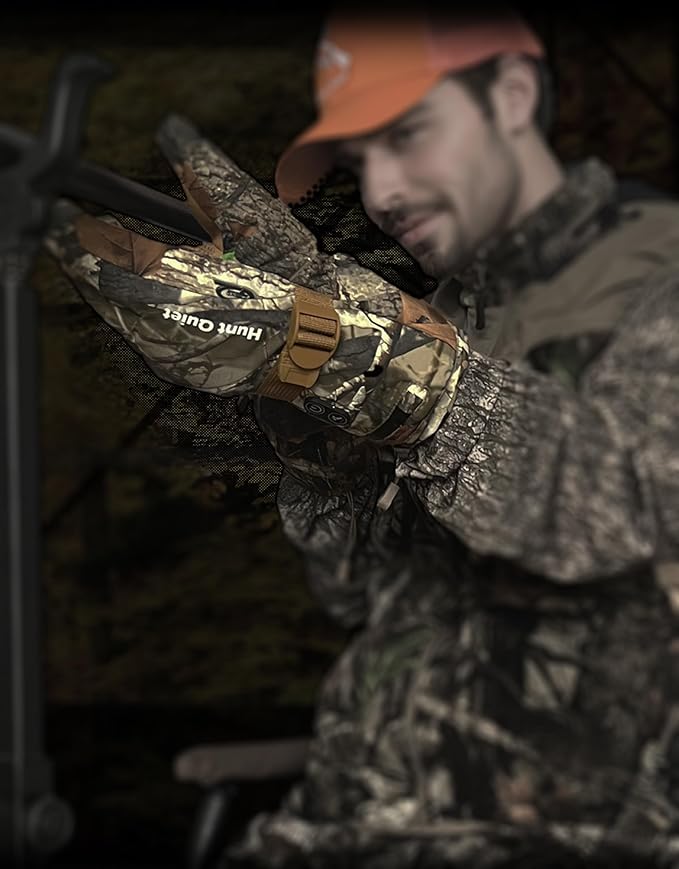 7.4V Heated Gloves for Men and Women, Rechargeable Hunting Gloves with 2 Battery Packs, 3 Heat Settings, Waterproof, Breathable&Fleece Lining, for Ice Fishing, Skiing(Next Camo G2, M-XXL)