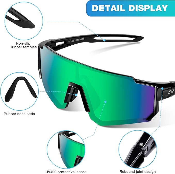 RIVBOS Youth Baseball Sunglasses for Kids(Boys&Girls) Polarized UV Protection Cycling Glasses RYS008