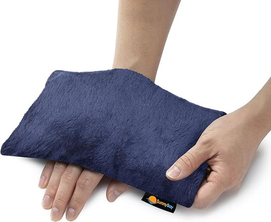 SunnyBay Odorless Small Microwave Heating Pad, Microwavable Versatile Neck and Shoulder Wrap for Back Pain and More, Moist Heat Plush-Cotton Pad with Hydra-Beads, 6x11 in, Blue-Grey
