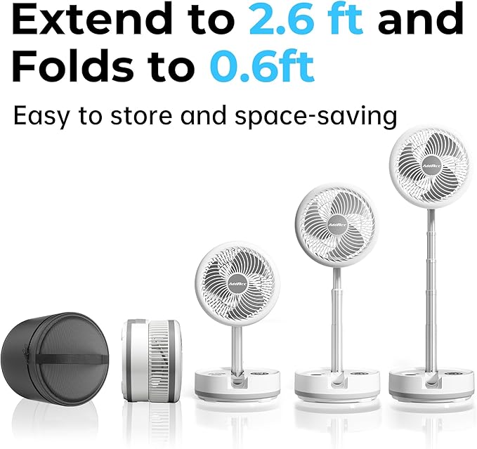 40000mAh Battery Operated Fan, Rechargeable Collapsible Fan, 106H Run, 9 Speeds Oscillating with Remote, Battery Powered with Timer & Light for Travel Cruise Essentials RV Outdoor Power Outage