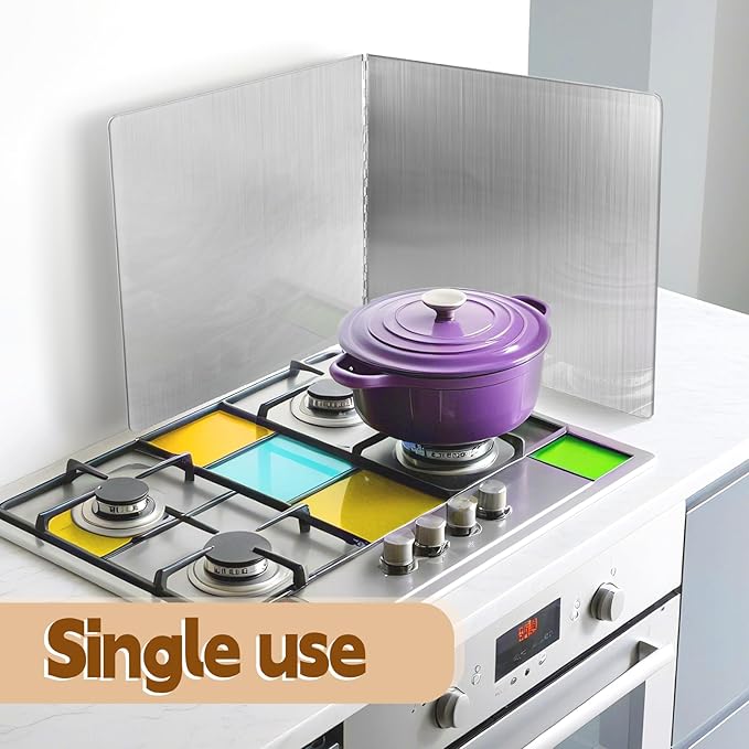 2 Pcs Splatter Guard Grease Splatter Screens Stainless Steel 2 Sided Foldable Splash Metal Panel Backsplash Protector for Cooking