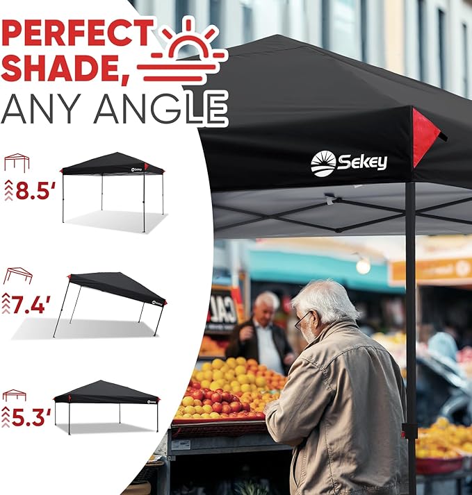 Sekey 10x10 Pop Up Canopy with One Push Setup-Easy Up Canopy with 99% UV Blocking - Instant Outdoor Sun Shade for Events, Parties, Camping- Commercial Gazebo with Weight Bags,Wind Proof&Waterproof