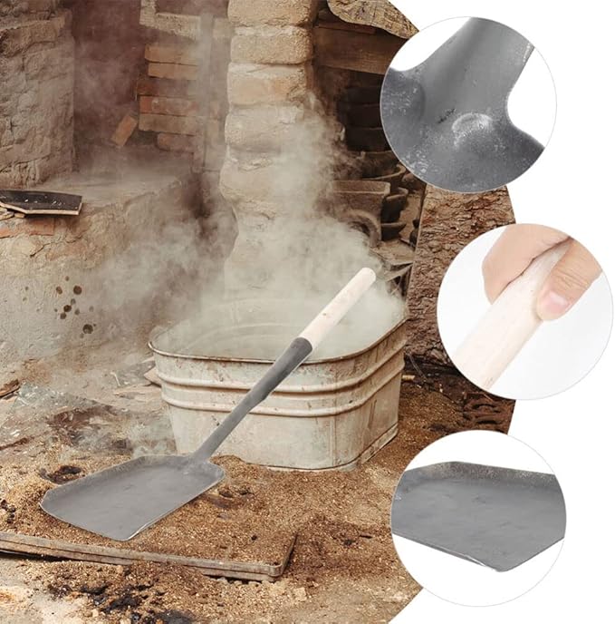 Alipis Coal Hand Shovel Scoop: Iron Fire Stove Ash Shovel Fireplace Trowel Charcoal Grill Ash Rake Wooden Fireplace Stove Pizza Oven Cleaner for Household Camping Kicthen