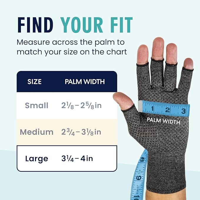 Dr. Frederick's Original Grippy Arthritis Gloves for Women & Men - Anti-Slip Compression Gloves for Arthritis Pain Relief - Large
