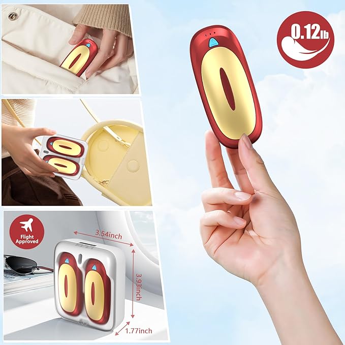 3-in-1 Electric Hand Warmers Rechargeable 2 Pack,14000mAh Portable Dual-Sided Handwarmer with Charging Case, 3 Levels Fast Heating Pocket Warmers,Gifts for Men,Women,Raynauds,Hunting Gear