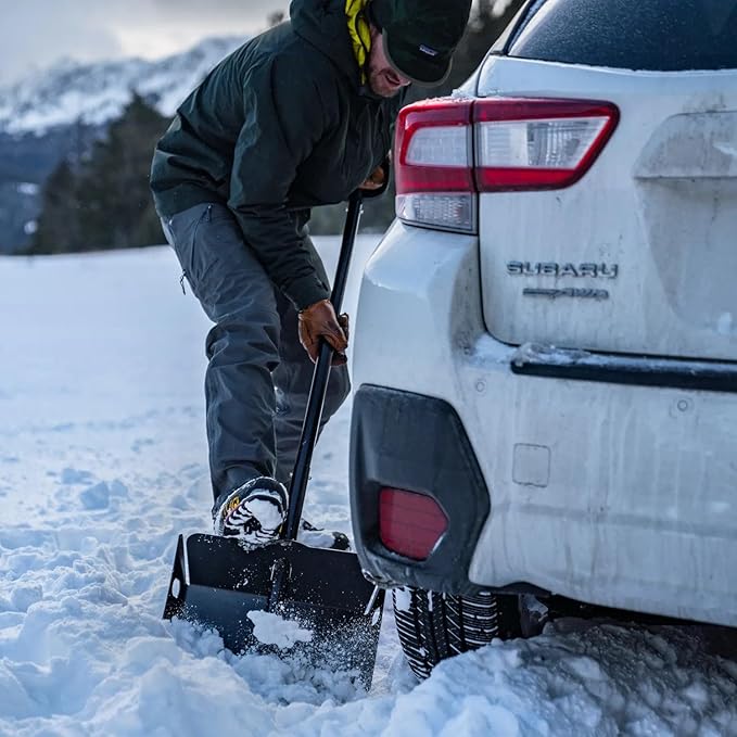 DMOS Stealth Shovel - Lightweight, Heavy-Duty Aluminum Sand & Snow Shovel with Extendable & Collapsible Handle for Camping, Overlanding, Survival, & Off-Road Use - Black/Black - X-Large