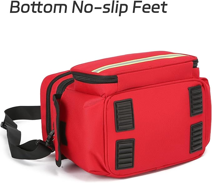 Red Medical Bag Empty First Aid Bag Home Health Nurse Bag, First Aid Storage, Medical Supplies Responder for Nursing Student,Therapist,Doctors