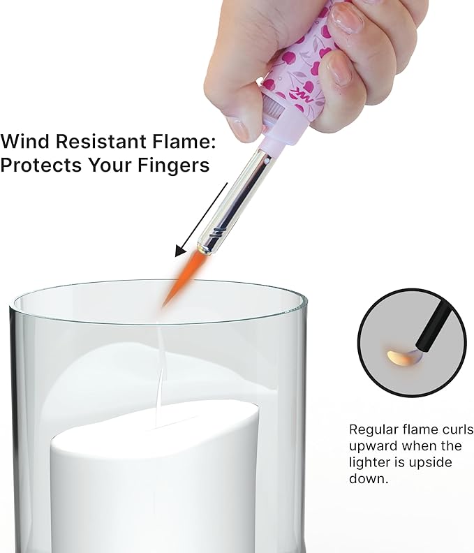 MK Lighter Candle Lighters, Windproof Flame, Ideal as Lighters for Candle, Camping Lighters, Outdoor, Butane Refillable (Charm-5PC)