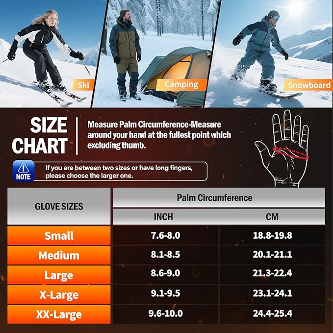 Heated Gloves, Electric Gloves Heated for Men/Women Rechargeable, Waterproof Work Motorcycle Glove for Winter Outdoor