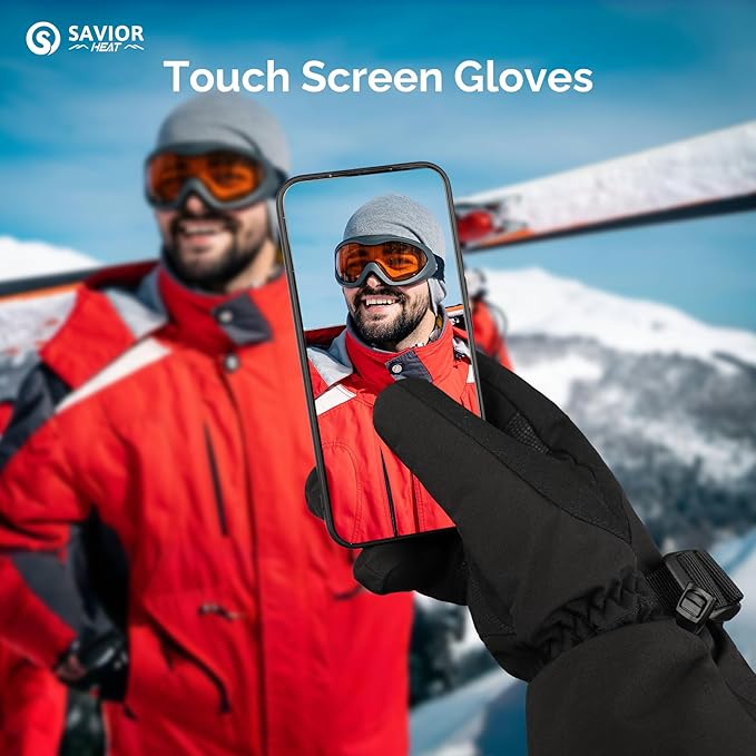 SAVIOR HEAT Heated Gloves for Men Women, 7.4v 2200mah Electric Rechargeable Battery Thick Warming Thermal Glove for Outdoor Skiing Motorcycle Hunting Hiking Camping Walking Dogs