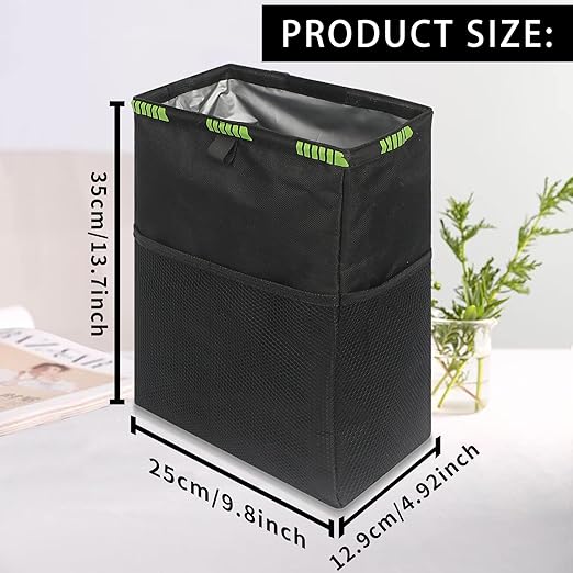 Homelove Hanging Car Trash Can with 4 Storage Pockets, Waterproof Leakproof Oxford Auto Garbage Bag, Adjustable Garbage Bag, Foldable Car Trash Bin Fit for Truck, SUV, Home, Office