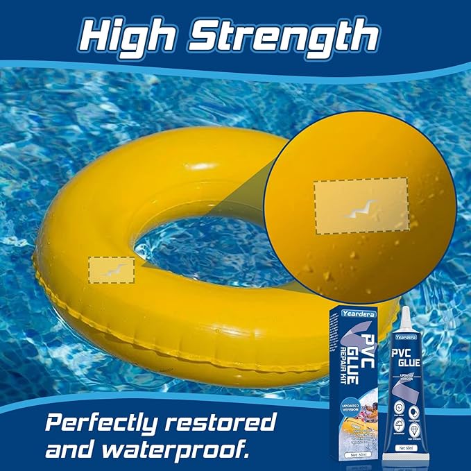 Air Mattress Patch Kit, Waterproof Vinyl Repair Kit, High Strength PVC Adhesive for Inflatables, PVC Boats, Vinyl Glue (60ml/1 Pack)