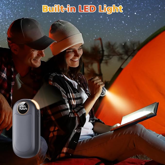 Hand Warmers Rechargeable 2 Pack, Dual Sided Electric Hand Warmer, 20Hrs Warmth, 8 Heating Mode, Portable Charging Pocket Heater for Men, Women, Raynauds, Camp, Hunting, Golf