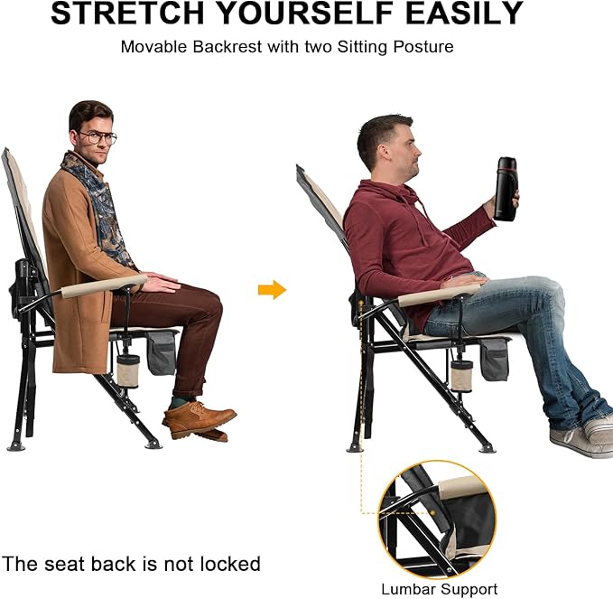 REALEAD Heated Camping Chair - Fully Padded - Heated Chairs Outdoor Sports - Supports 400 lbs - Portable Heated Outdoor Camp Chair for Sport Events - Battery NOT Included