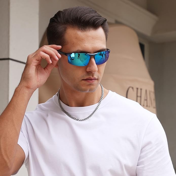 DUCO Mens Sunglasses Polarized Sports Fishing Running Driving Carbon Fiber Sunglasses for Men UV400 Protection DC8277