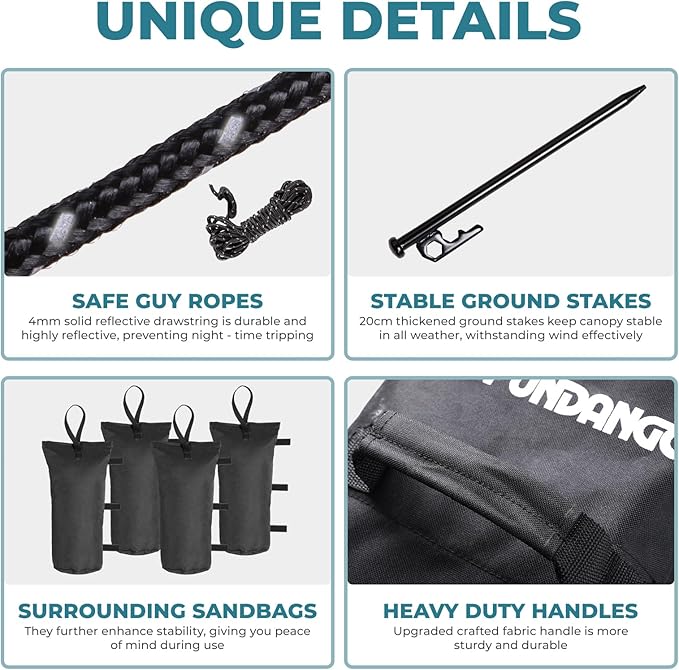 FUNDANGO 10x10 Pop Up Canopy, Beach Tent with Patent Quick Open Frame, Silver Coated Top& Wheeled Carry Bag, Easy Outdoor Sun Shade for Events, Parties, Camping(White