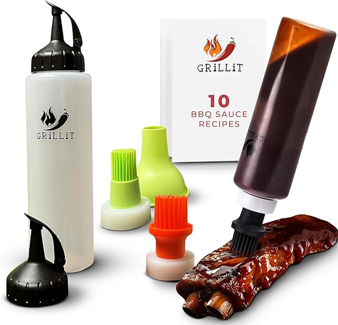 BBQ Brushes for Sauce – Silicone Basting Brush Dispenser for Grilling, Roasting & Baking - BBQ Sauce Bottles for Cooking, Marinades and Oils – Grilling Accessories & Gifts for Men
