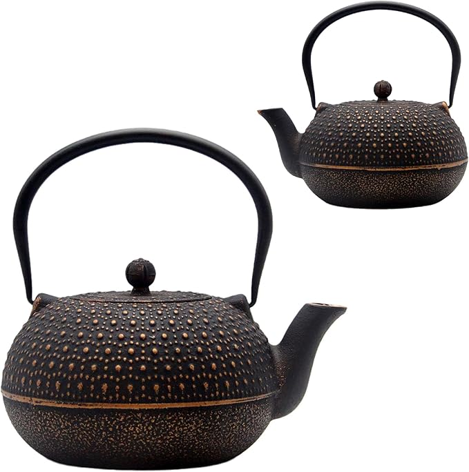 60.9oz Large Cast Iron Teapot for Stovetop Safe, 6 Cup Tea Kettle, Japanese Style Cast Iron Teapot with Stainless Steel Infuser for Loose Tea, Suitable for All Heat Sources(1.7QT/1.8L)