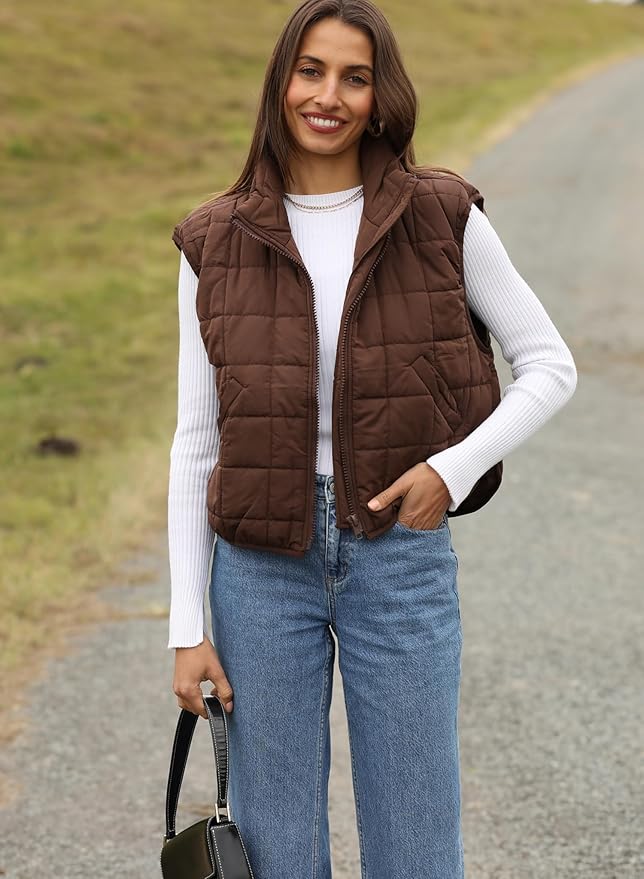Zeagoo Womens Puffer Vest Ladies Sleeveless Zip Up Outerwear Warm Puffer Lightweight Down all Winter Jackets Coats 2025
