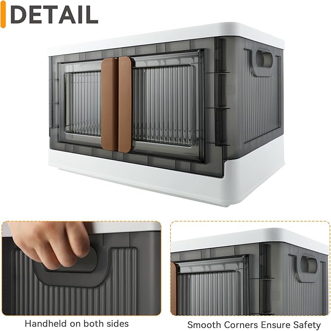 Storage Bin, Cabinet with Lids, Home Organizer, 8.4 Gallon Capacity, With Double Door, Bottom Wheels, Foldable, Plastic, Underbed or Countertop Use