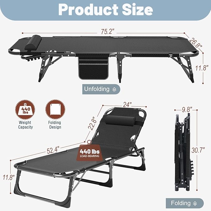 Slsy Folding Camping Cot for Adults with Pad, Padded Portable Sleeping Cots, Camp Bed with Carry Bag for Outdoor Travel, Beach, Hiking