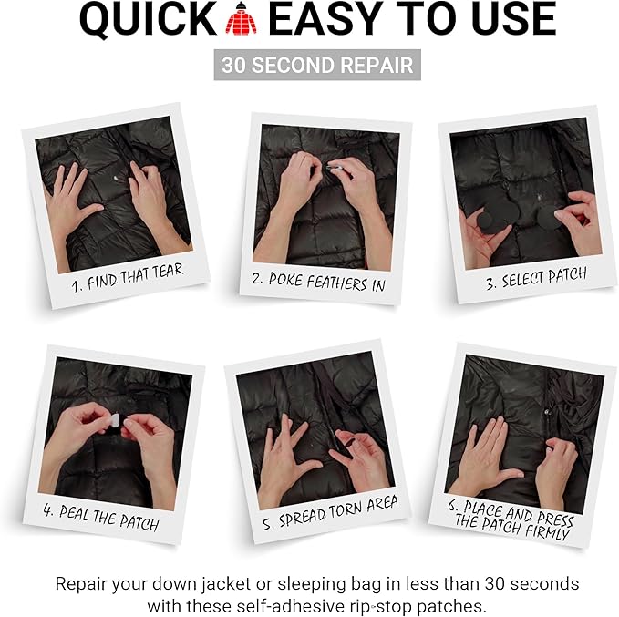 Self-Adhesive Waterproof Repair Patch Kit - 30-Second Fix for Down Jackets, Tents, Sleeping Bags, Backpacks, Outdoor and Camping Gear - Pre-Cut Nylon Ripstop Patches, Multiple Colors - Olive Green